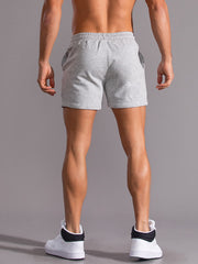 Manfinity Homme Men Drawstring Waist Shorts Jogger Plain Light Grey Gym Athletic Light Grey