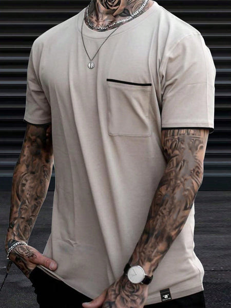 Manfinity Homme Men T-Shirts Fit Crew Neck Short Sleeve Casual Summer Polyester Khaki