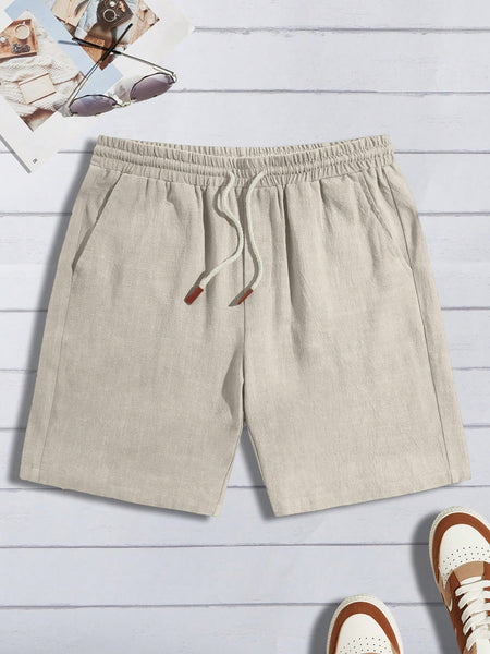 Manfinity Modomio Men Drawstring Waist Slant Pocket Shorts Apricot