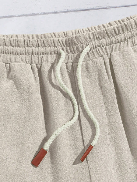 Manfinity Modomio Men Drawstring Waist Slant Pocket Shorts Apricot