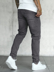 Men Slant Pocket Jeans Grey