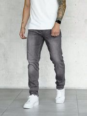Men Slant Pocket Jeans Grey