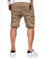 Manfinity Homme Loose-Fit Men's Drawstring Waist Shorts With Slant Pockets Khaki