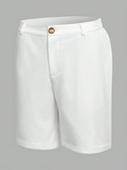 Manfinity RelaxMax Men's Elastic Waist Straight Shorts Crochet Board Nylon Cool Yee Haw Plain All White Vacation Sexy Husband White