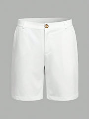 Manfinity RelaxMax Men's Elastic Waist Straight Shorts Crochet Board Nylon Cool Yee Haw Plain All White Vacation Sexy Husband White