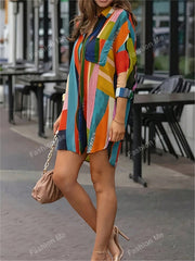 Women's Color Printed Fashion Casual Long-Sleeved Shirt,Long Sleeve Tops Red
