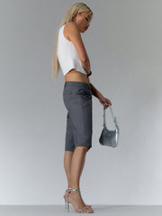 MUSERA Business Woven Tailored Longline Shorts Spring Summer 90's Grey