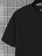 Manfinity Homme Men's Solid Color Short Sleeve Round Neck T-Shirt And Drawstring Waist Shorts 2pcs/Set Black
