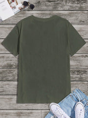 Manfinity Homme Men's Solid Color Round Neck Short Sleeve Casual T-Shirt Army Green