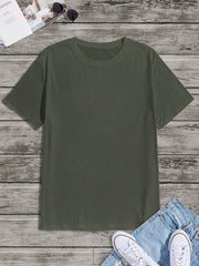 Manfinity Homme Men's Solid Color Round Neck Short Sleeve Casual T-Shirt Army Green