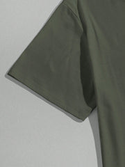 Manfinity Homme Men's Solid Color Round Neck Short Sleeve Casual T-Shirt Army Green