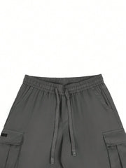Manfinity EMRG Men's Loose Fit Drawstring Waist Flip Pocket Cargo Shorts Dark Grey