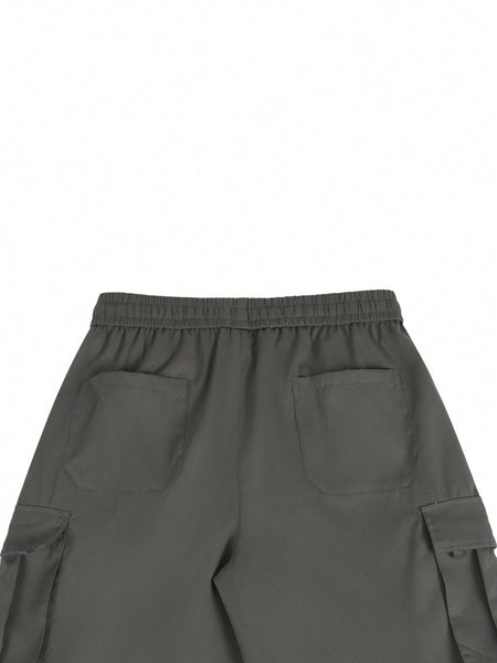 Manfinity EMRG Men's Loose Fit Drawstring Waist Flip Pocket Cargo Shorts Dark Grey