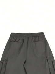 Manfinity EMRG Men's Loose Fit Drawstring Waist Flip Pocket Cargo Shorts Dark Grey