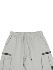 Manfinity EMRG Men's Zipper Design Drawstring Waist Summer Shorts Cargo Plain Cream Street Wear Light Grey