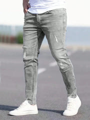 Men's Stylish Slim Fit Distressed Jeans Grey