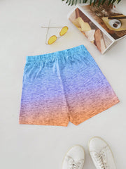 EMERY ROSE Women Vacation Style Palm Tree Printed Loose Drawstring Shorts Multicolor