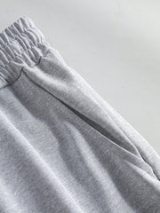 Manfinity Homme Men Letter Patched Detail Contrast Trim Tee & Drawstring Waist Shorts Light Grey