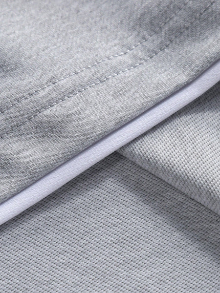 Manfinity Homme Men Letter Patched Detail Contrast Trim Tee & Drawstring Waist Shorts Light Grey