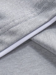 Manfinity Homme Men Letter Patched Detail Contrast Trim Tee & Drawstring Waist Shorts Light Grey