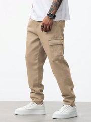 Manfinity RivetRise Men Flap Pocket Side Cargo Jeans Khaki
