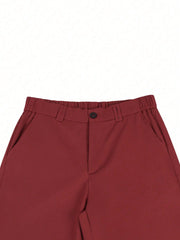 Manfinity Homme Men Simple Solid Color Daily Shorts Red