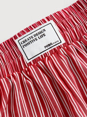 SHEIN MOD Women's Casual Loose Hi-Letter Striped Waistband Elastic Waist Shorts Red
