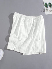 Men's Casual Jacquard Tennis Shorts White