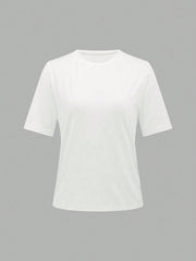 SHEIN ChicEase Women Solid Color Simple Daily T-Shirt White
