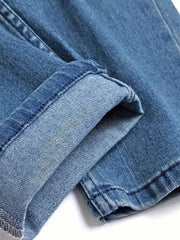 Men's Fashionable Casual Distressed Washed Skinny Fit Jeans Blue