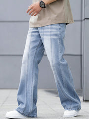 1pc Men Casual Light Washed Flare Leg Denim Jeans Light Wash