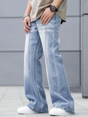 1pc Men Casual Light Washed Flare Leg Denim Jeans Light Wash
