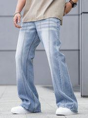 1pc Men Casual Light Washed Flare Leg Denim Jeans Light Wash