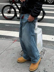 Men's Retro Loose Fit Jeans, Versatile Casual, Suitable For All Seasons Blue