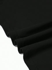 SHEIN LUNE Women's Summer Color-Blocked Round Neck Short Sleeve Casual T-Shirt Graphic Tees Women Tops Black