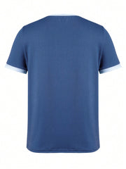 EMERY ROSE Women's Contrast Binding T-Shirt Graphic Tees Women Tops Blue
