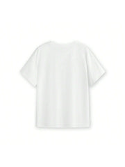 Women's Summer Cotton T-Shirt Alphabet Flower Perfume Shirt Fashion Printed Pattern T-Shirt Brand High Quality Short Sleeve Top White