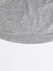 INAWLY Women Heart Print Round Neck Short Sleeve Casual T-Shirt With Side Ruffle Grey